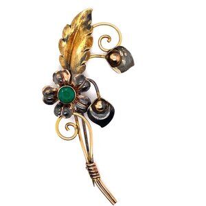 VTG Van Dell Sterling Silver, 1/20th 12K Gold Fill &‎ Rhinestone Brooch! 37